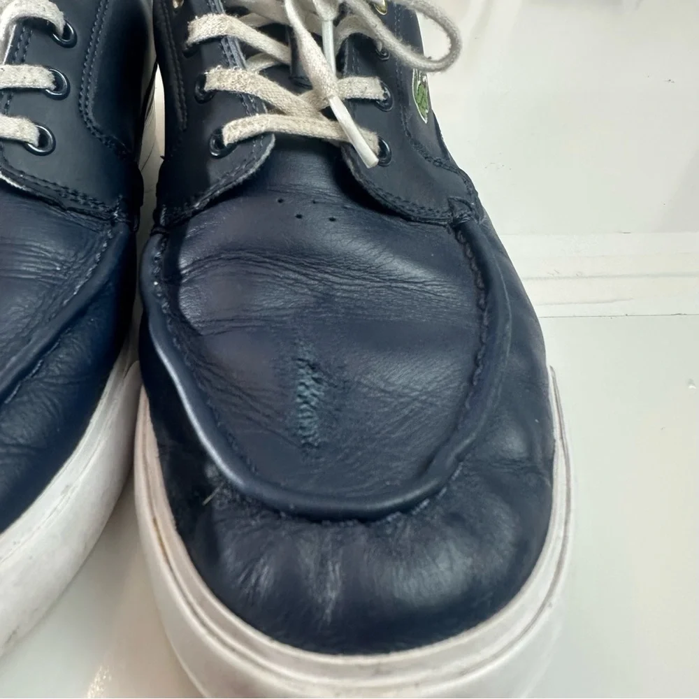 Lacoste Leather Boat Shoes | Navy Blue Preppy Coastal Casual Sneakers size 10